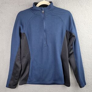 Spyder Half Zip Pullover Blue Black Colorblock Medium Fleece Athleisure Outdoor